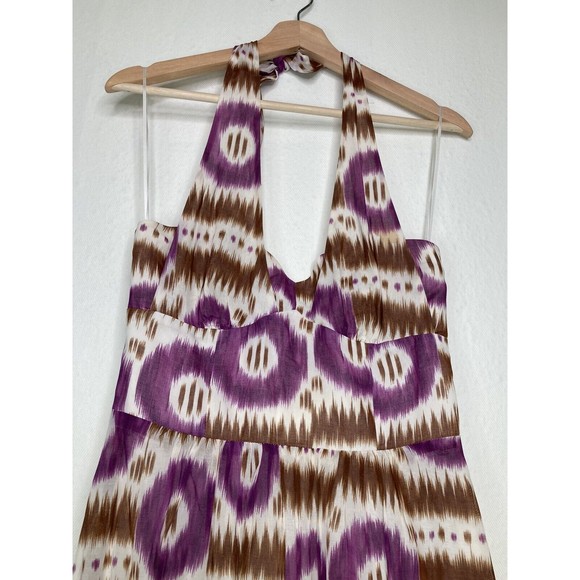 Trina Turk Ikat Geometric Print Halter Women's Cotton Dress Size 6 - Picture 3 of 10